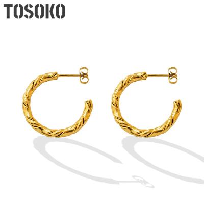 China FASHIONABLE Jewelry C Stainless Steel Shaped Twist Earrings Decorated 18K Gold Ladies Shape Earrings BSF596 for sale