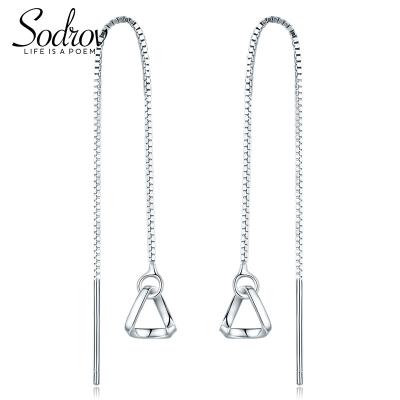 China Simple Silver Tassel Pendant 925 Sterling Silver Round Earrings Shape Gift Women's Triangle High Jewelry HE037 Personalized for sale