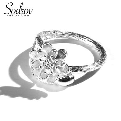 China Real 925 Sterling Silver Women's Romantic Flower Bride Adjustable Open Ring Wedding Ring High Jewelry HR011 for sale