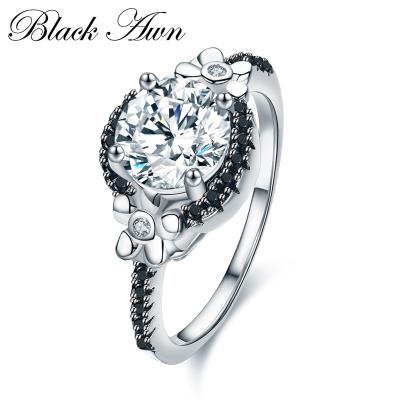 China [Black Barb] 925 Sterling Silver Jewelry Trendy Wedding Rings for Engagement Ring Femme Bijoux Bague Women's Rings for Women C006 for sale