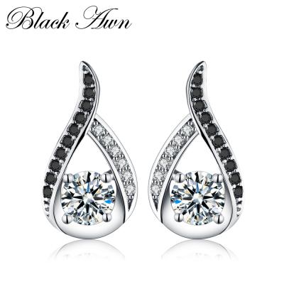 China [BLACK BARBAR] 925 Sterling Silver Female Earring Fine Jewelry Vintage Water-drop Engagement Genuine Silver Stud Earrings For Women T004 for sale