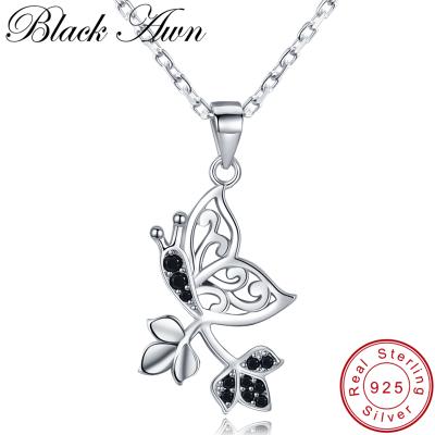 China [BLACK BARBAR] 925 Sterling Silver Necklace for Women Elegant Pendants Necklaces Fashionable Butterfly Sterling Silver Jewelry K044 for sale