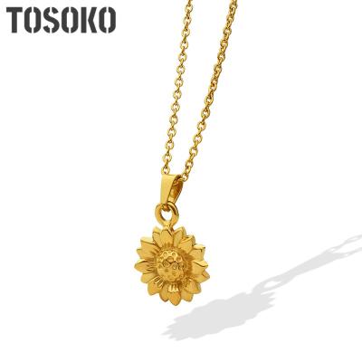 China FASHIONABLE Sunflower Pendant Necklace Flower Female Stainless Steel Clavicle Chain BSP527 for sale