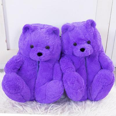 China Cushioning Bedroom Teddy Bear Slippers Fuzzy Plush Teddy Bear Slippers New Style Slippers For Women Girls for sale