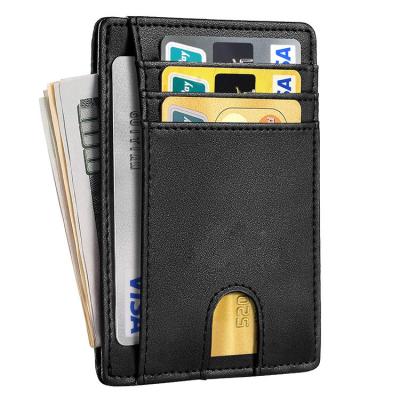 China Slim Minimalist Front Pocket RFID Blocking Leather Wallets for Men Women for sale