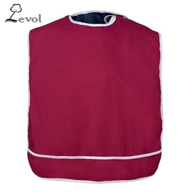 China Custom100% Cotton Antibacterial Plain Red Waterproof Terry Baby Adult Bib for sale