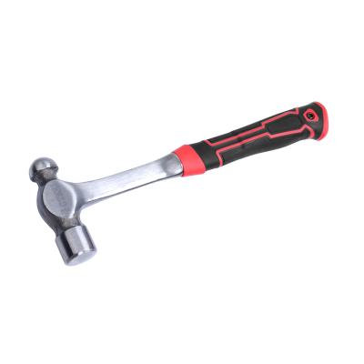 China Custom One Piece Nail Hammer Round Head Hammer TPR Handle Plated Ball Head Integrated Ball Pein Hammer for sale