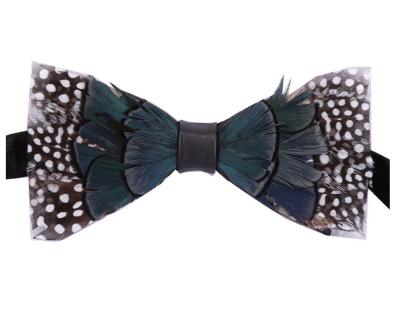 China Dot Newest Design Business Men's Feather Party Natural Bow Tie for sale