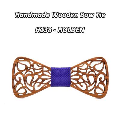 China Solid Color American and European Hot Sale Handmade Wooden Bowtiet for Men's Wedding Party for sale