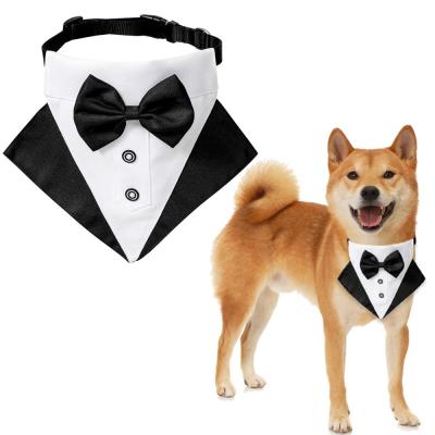 China Newest Solid Color Dog Bandanas With Bowtie Wedding Suit Decoration Bowknot Dog Grooming Bandanas Collar Bow Tie Decoration for sale