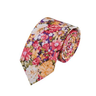 China Newest Jacquard Factory Hand Made Cotton Colorful Floral Design Men Party Ties for sale