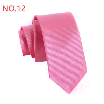 China Factory 12 color 6CM of jacquard sale price 100% polyester newest color business men's ties black simple men's tie in high quality for sale