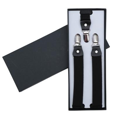 China Black Leather Mens Fashion Customized Leather Men's Solid Color Suspenders For Ants for sale