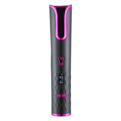 China Newest Amazon Hair Curler PTC Hair Curling Iron LCD Professional Electric Rotating Wands Hair Curler Automatic Portable Wireless Display Hair Curl Machine for sale