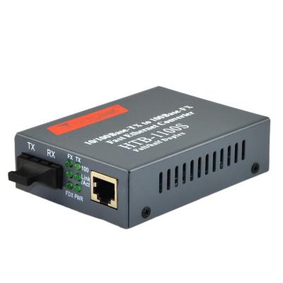 China FTTH Haohanxin 10/100m Dual Single Mode Fiber Media Converter HTB-1100S Netlink 25km Fiber Optic Media Converter for sale