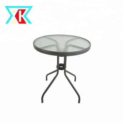 China Easy Assemble Cheap Metal Cafe / Bistro Outdoor Glass Table for sale