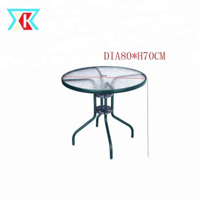 China Table DIA80CM Outdoor Leisure Outdoor Cafe / Patio / Bistro Round Glass Table With Umbrella Hole for sale