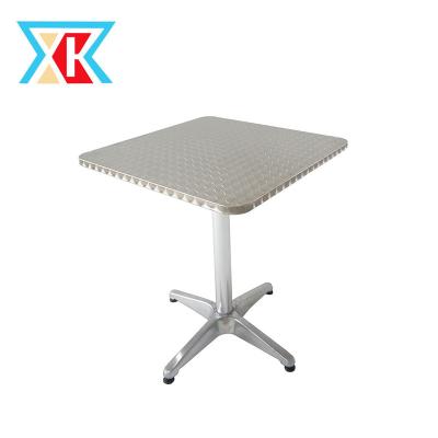 China SquareTextured Waterproof Stainless Top Foldable Patio Table With Aluminum Base for sale