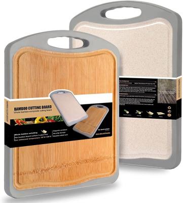 China Heavy Duty Double Sided Bamboo Wheat Stocked Stain Straw Cutting Board for sale