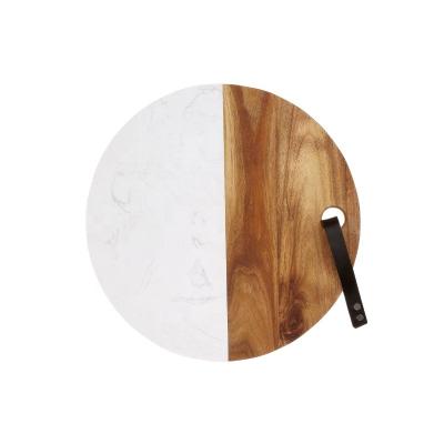 China Modern Eco Friendly Personalized Round Acacia Wood And Marble Panel Cheese Chopper for sale