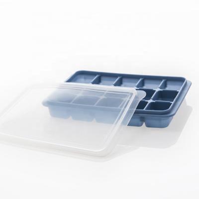 China Low MOQ BPA Sustainable Food Grade 15 Cavity Silicone Ice Cream Freezer Mold With Lid for sale