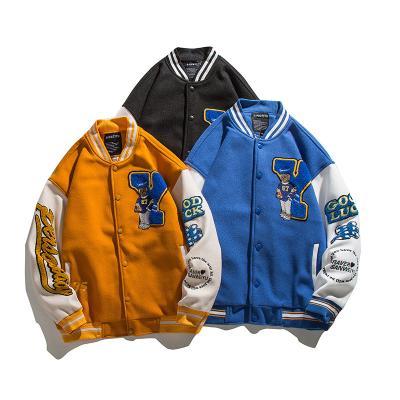 China Hot Selling QUICK DRY Hot Selling Soft Letter Patch Embroidered Assembled College Bomber Couples Warm Baseball Jacket for sale