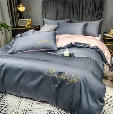 China Wholesale Home Hotel Bone Luxury King Queen Size 100% Cotton Custom Made Nondisposable Textile Bedding Set 4 Piece Comforter Sheets for sale