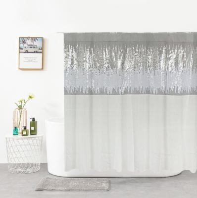 China Sustainable Hot Sale Sequined Embroidery Amazon Bone Waterproof Shower Curtain for sale