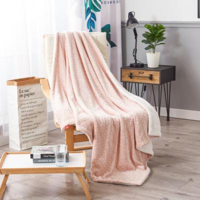 China Wholesale Custom Anti-Static Luxury High Quality 100% Bone Polyester Flannel With Sherpa Double Sided Throw Blanket for sale