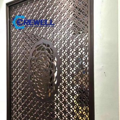 China PVD plating made in china aluminum alloy matte popular antique brass cnc carved room divider for living room for sale