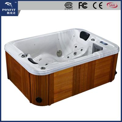 China Outdoor& Indoor Elegant Outdoor Wood SPA Hot Tub Nactural Whirlpool Skirt Mini SPA Europen Hot Tub for sale