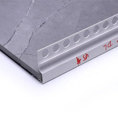 China Modern Primary Color 6mm PVC Perforated Bathroom Dark Edging Tile Trim Corners Plastic Marble Strip for sale