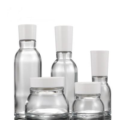 China Luxury High Quality Personal Care Cosmetic Set Packaging Glass Pump Bottle Set for sale