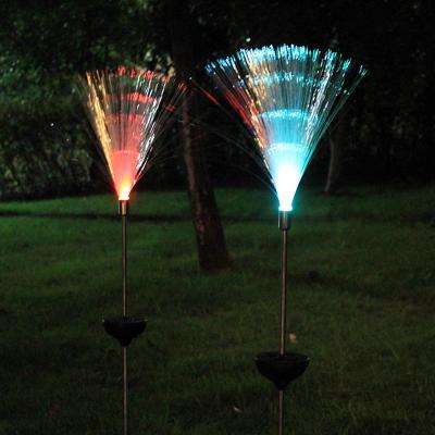 China Modern Simple Solar Colorful Variable Fiber Optic Lights Lawn Lamp Christmas Garden Landscape Light for sale