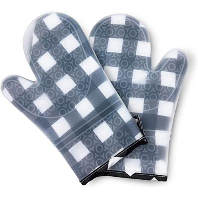 China Heat Resistant Grid Baking Oven Gloves Silicone Heat Insulation Heat Resistant Oven Glove Cotton for sale