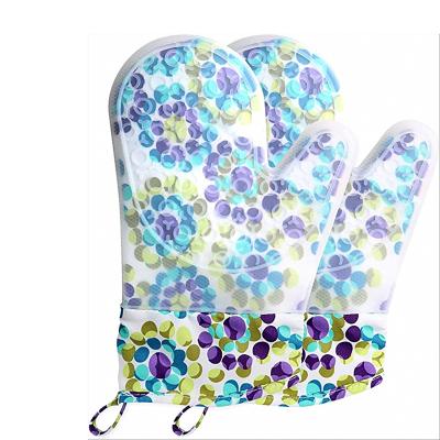 China Oven Gloves Two Fingers Heat Resistant Kitchen Silicone Non-slip Cooking Oven Gloves Cotton for sale