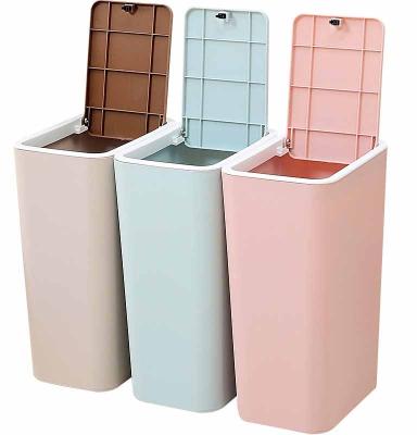 China Sustainable Household Plastic Press Bomb Cover Waste Storage Bucket Kitchen Toilet Toilet Sorting Bin for sale