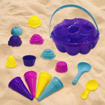 China For Kids Children's Beach Toy Cake Shape Plastic Sand Molds Bucket Toy Summer Outdoor Beach Toy for sale