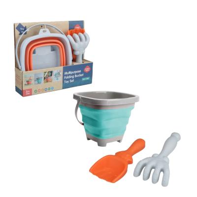 China For Kids Summer Beach Folding Bucket Tool Combination Silicone Sand Toys For Children Includes Shovel Tool Kit Outdoor Toy for sale