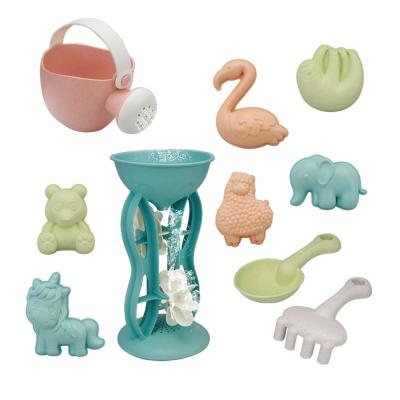 China For Kids Eco-Friendly Wheat Straw Beach Set Toy With Hourglass And Shape Mold Baby Beach Animal Toys for sale