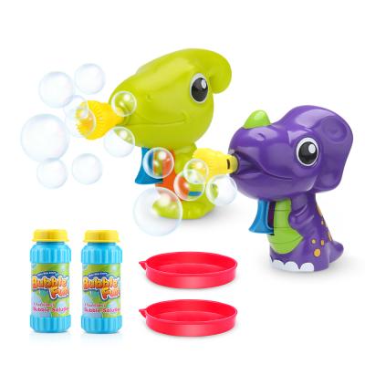 China Wind Up Triceratops and Parasaurolophus Amazon 2 Pack Dinosaur Bubble Gun No Battery Needed Friction Power Animals Bubble Toy For Kids for sale