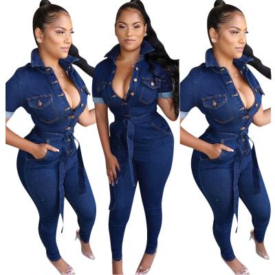 China Women Denim Overalls Ladies Viable Jeans With Pocket Female Casual Overall Playsuit Rompers for sale