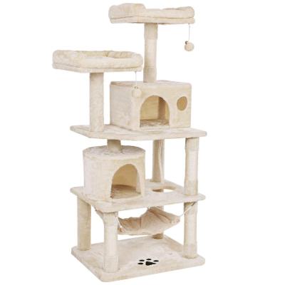 China Wholesale Natural Cat Climbing Tree Integrated Safety Toys Eco-friendly Stocked House With Pad And Platform for sale