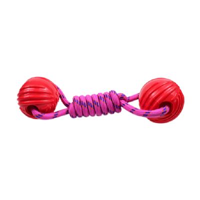 China Dog Ball Double Head TPR Tooth Cleaning Toys Eco-friendly Sustainable Toy Nylon Rope Pet Molar for sale