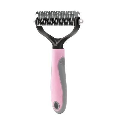 China OEM Viable 2 in 1 Comb Stainless Steel Open Knot Dog Hair Brush Cat Grooming Brush Dog Hair Clean Removal Deshedding Tools Pet Brush for sale