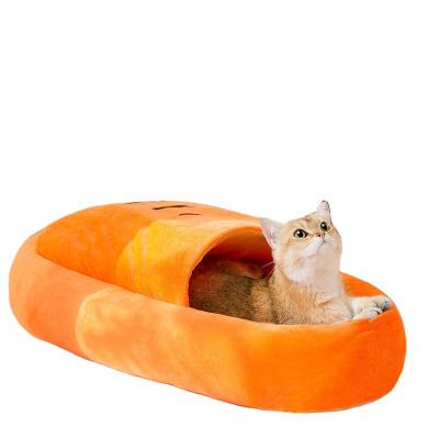 China Winter Partially Enclosed Cat Bed Sleeping Bag For Plush Carrot Super Soft Warm Viable Pampers Indoor Sleeping for sale