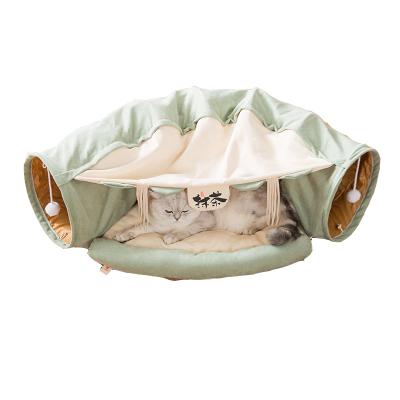 China Soft Warm Collapsible Cat Tunnel Bed Pet Furniture Funny Short Plush Collapsible From Viable Wholesale Manufacturer for sale