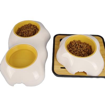 China Cat Cute Removable And Washable Pet Shape Egg Shape Single Viable Double Dog Non-Slip Portable Plastic Feeder Bowl for sale