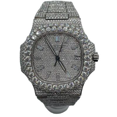 China VVS Luxury Mens Moissanite Watch Mens Custom Iced Out Hip Hop Moissanite Watch for sale