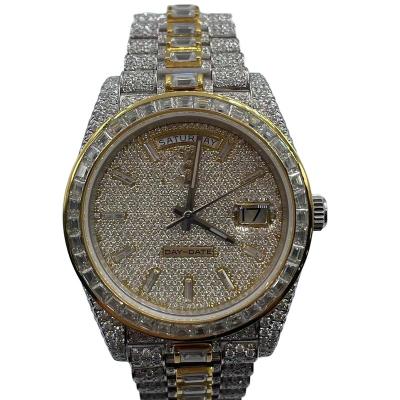 China Custom Diamond Iced Out Luxury Fashion Bling Dial Bezel VVS Moissanite Band Watch Mens Womens Mens Watches for sale